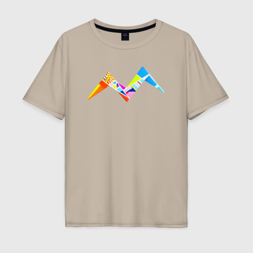 Мужская футболка хлопок Oversize с принтом Горы абстракция - Air studio, вид спереди #2
