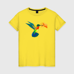 Колибри у ветки – Женская футболка хлопок с принтом купить со скидкой в -20%