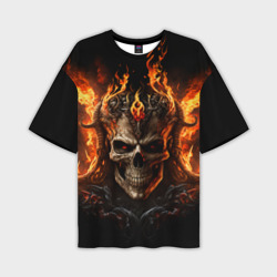 Мужская футболка oversize 3D Лучший огненный череп