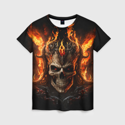 Женская футболка 3D Лучший огненный череп
