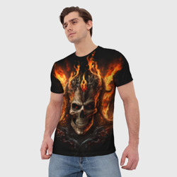 Мужская футболка 3D Лучший огненный череп - фото 2