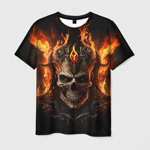 Мужская футболка с принтом Лучший огненный череп, вид спереди №1