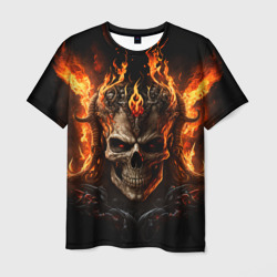 Мужская футболка 3D Лучший огненный череп