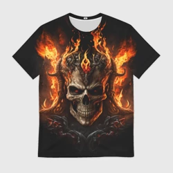 Мужская футболка 3D Лучший огненный череп