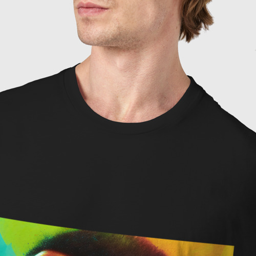 Мужская футболка хлопок Разноцветный цифровой арт Боб Марли, цвет черный - фото 6