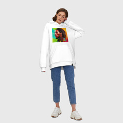 Ультрамодная кофта-худи с принтом Разноцветный цифровой арт Боб Марли для любого человека, и мужчины, и женщины, вид спереди №5. Цвет основы: белый