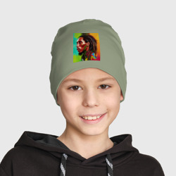 Детская шапка демисезонная Разноцветный цифровой арт Боб Марли - фото 2