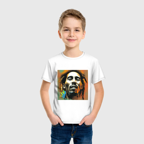 Детская футболка хлопок Фантастический граффити Арт Боб Марли, цвет белый - фото 3
