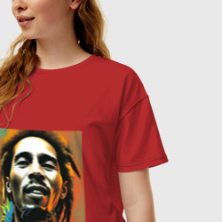 Женская футболка хлопок Oversize Фантастический граффити Арт Боб Марли - фото 2