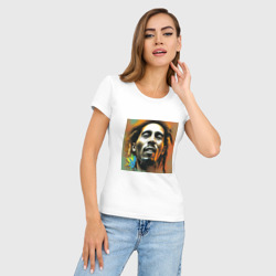 Женская футболка хлопок Slim Фантастический граффити Арт Боб Марли - фото 2