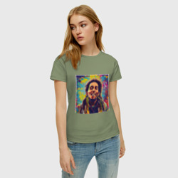 Женская футболка хлопок Граффити Кляксы Арт Боб Марли - фото 2