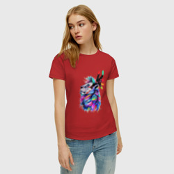 Женская футболка хлопок Радужный лев - фото 2