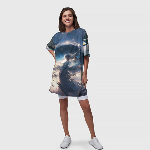 Платье-футболка 3D Небесная девушка от нейросети, цвет 3D печать - фото 5