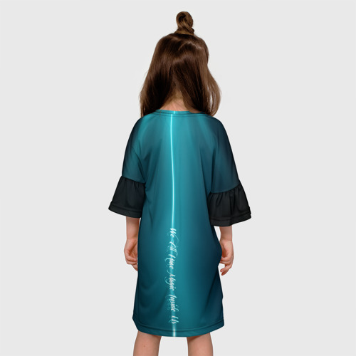 Детское платье 3D с принтом Сова в колдовской мантии, вид сзади #2