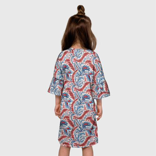 Детское платье 3D с принтом Русские узоры  текстура, вид сзади #2