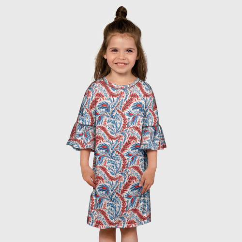 Детское платье 3D с принтом Русские узоры  текстура, вид сбоку #3