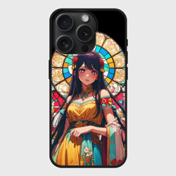 Чехол силиконовый для Apple iPhone 15 Pro матовый Ай айдол - звездное дитя - витраж