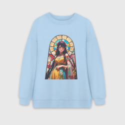 Женский свитшот oversize без начеса хлопок Ай Хоширо - витраж