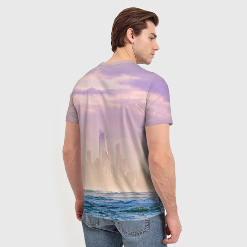 Мужская футболка 3D Кенгуру в стиле Киберпанк на фоне мегаполиса, цвет 3D печать - фото 4