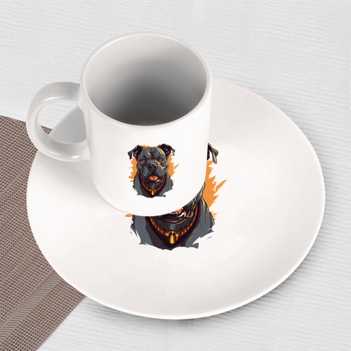Набор: тарелка + кружка Питбуль арт - фото 3
