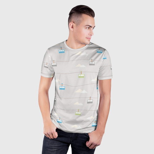 Мужская футболка 3D Slim с принтом Фуникулёры, фото на моделе #1