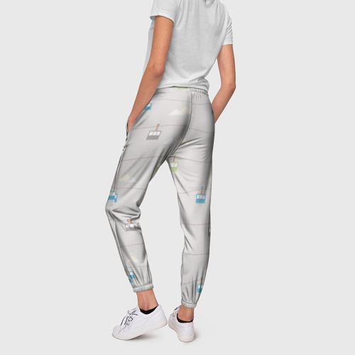 Женские брюки 3D с принтом Фуникулёры, вид сзади #2