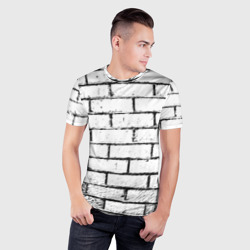 Мужская футболка 3D Slim White brick wall - фото 2