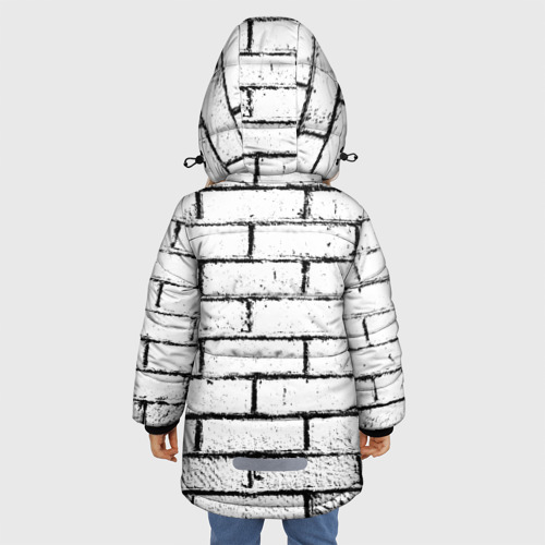 Зимняя куртка для девочек 3D White brick wall, цвет черный - фото 4