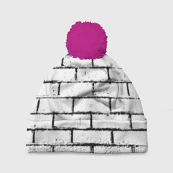 Шапка 3D c помпоном White brick wall