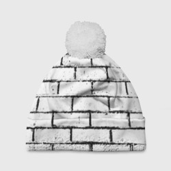 Шапка 3D c помпоном White brick wall