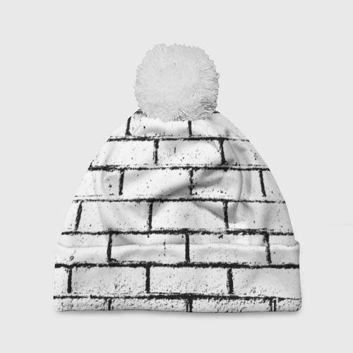 Шапка 3D c помпоном White brick wall, цвет 3D печать