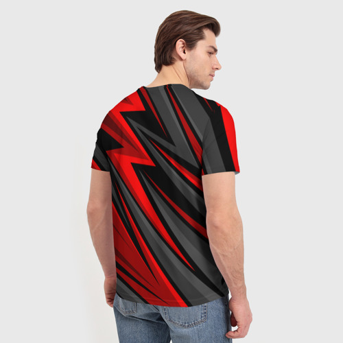 Мужская футболка 3D с принтом Counter Strike 2 - красный спортивный, вид сзади #2