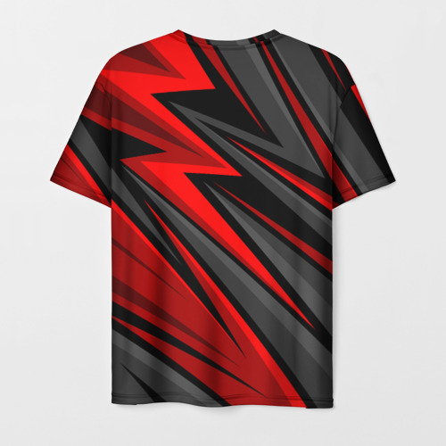 Мужская футболка 3D с принтом Counter Strike 2 - красный спортивный, вид сзади #1
