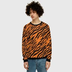 Мужской свитшот 3D Полоски тигра - tiger - фото 2