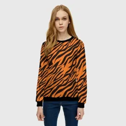 Женский свитшот 3D Полоски тигра - tiger - фото 2