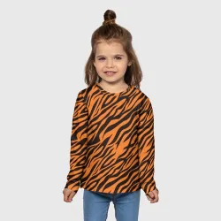 Детский лонгслив 3D Полоски тигра - tiger - фото 2