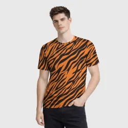 Мужская футболка 3D Полоски тигра - tiger - фото 2