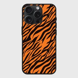 Чехол силиконовый для Apple iPhone 15 Pro Мax матовый Полоски тигра - tiger