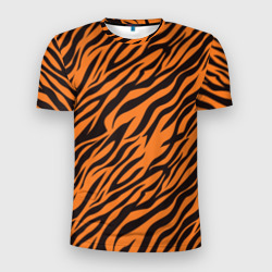 Мужская футболка 3D Slim Полоски тигра - tiger