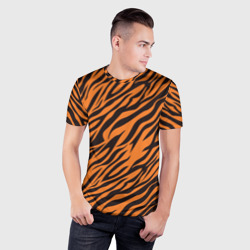 Мужская футболка 3D Slim Полоски тигра - tiger - фото 2