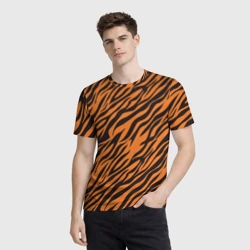Мужская футболка 3D Полоски тигра - tiger - фото 2