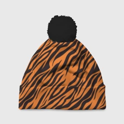 Шапка 3D c помпоном Полоски тигра - tiger