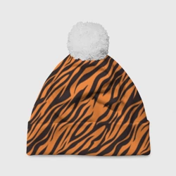 Шапка 3D c помпоном Полоски тигра - tiger