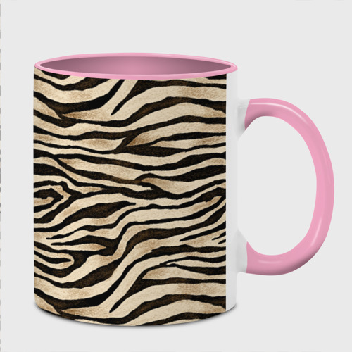 Кружка с полной запечаткой Шкура зебры и белого тигра, цвет белый + розовый