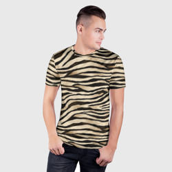 Мужская футболка 3D Slim Шкура зебры и белого тигра - фото 2