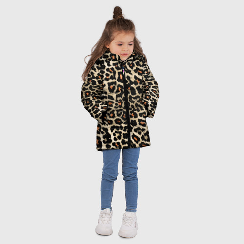 Зимняя куртка для девочек 3D Шкура ягуара, гепарда, леопарда, цвет черный - фото 5