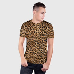 Мужская футболка 3D Slim Меховая шкура ягуара, гепарда, леопарда - фото 2