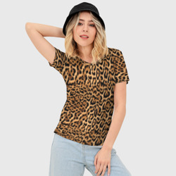 Женская футболка 3D Slim Меховая шкура ягуара, гепарда, леопарда - фото 2