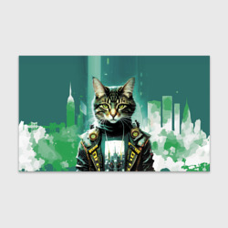 Бумага для упаковки 3D Funny cat on the background of skyscrapers