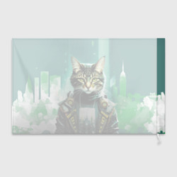 Флаг 3D Funny cat on the background of skyscrapers - фото 2